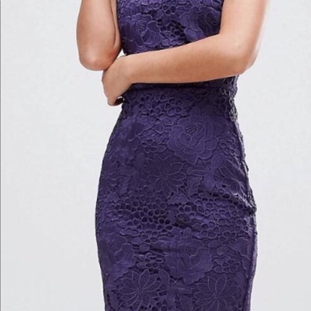 ASOS Paper Dolls purple lace cap sleeve dress
